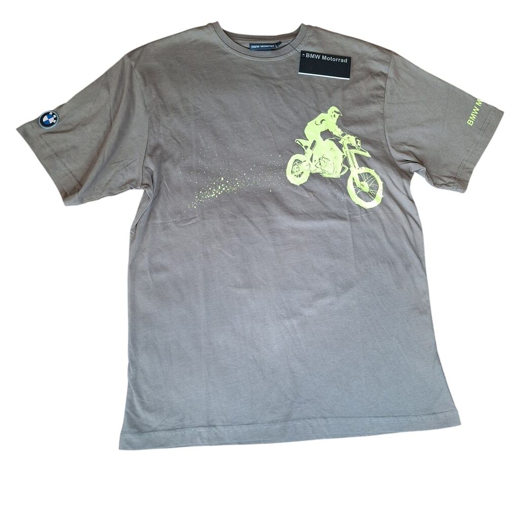 BMW Motorrad Men's Jump T-Shirt Mocca Brown Dirt Bike Graphic Tee Size L NWT